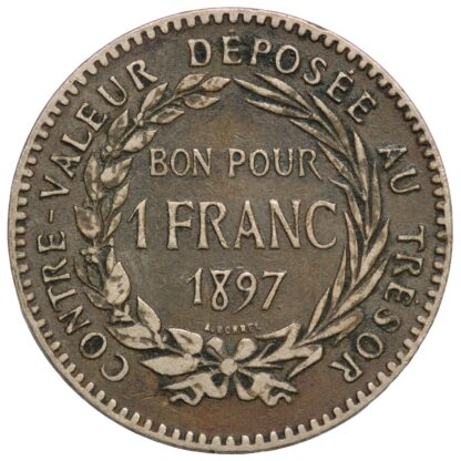 Martinique 1897 1 Franc French Colony Josephine KM# 41 World Coin - Image 3