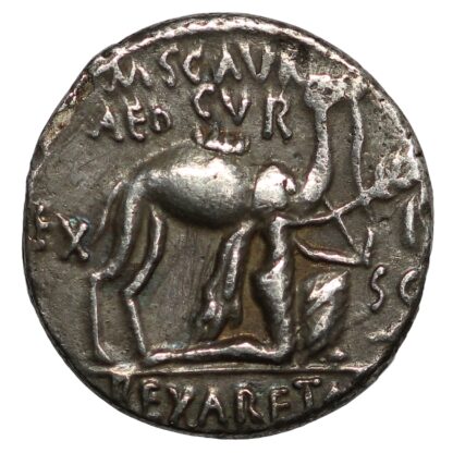 Ancient Roman Republican M Aemilius Scaurus P. Plautius Hypsaeus 58 BC Denarius - Image 2