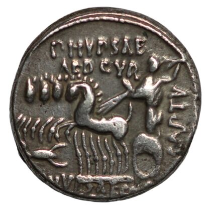 Ancient Roman Republican M Aemilius Scaurus P. Plautius Hypsaeus 58 BC Denarius - Image 3