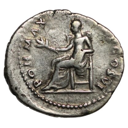 Ancient Roman Imperial Silver Coin Vespasian AR Denarius AD 75 Rome Pax Seated - Image 3