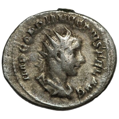 Ancient Roman Imperial Silver Coin Gordian III AR Antoninianus AD 243-244 Mars - Image 2