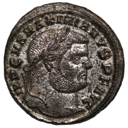 Ancient Roman Imperial Coin Diocletian Æ Silvered Follis AD 297-298 Genius - Image 2