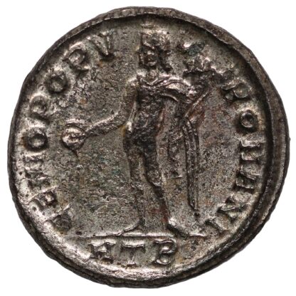 Ancient Roman Imperial Coin Diocletian Æ Silvered Follis AD 297-298 Genius - Image 3