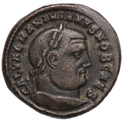 Ancient Roman Imperial Coin Galerius Maximian Æ Follis AD 296-297 Genius - Image 2