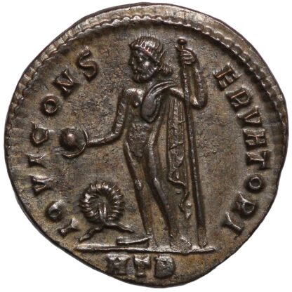 Ancient Roman Imperial Coin Licinius Æ Silvered Follis AD 312 Heraclea Jupiter - Image 3