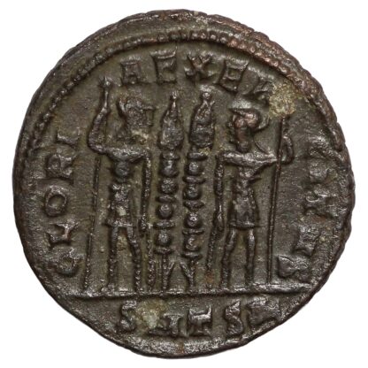 Ancient Roman Imperial Coin Constans Caesar Æ AD 335-6 Thessalonica Two Soldiers - Image 3