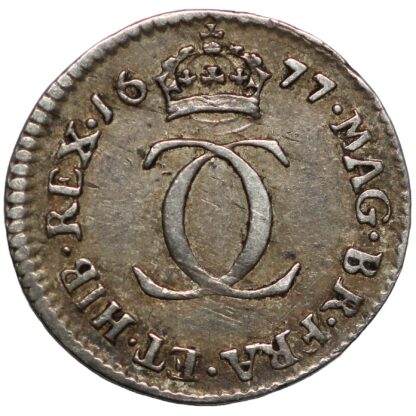 Great Britain 1677 Twopence Charles II S-3388 English Milled Silver Coin - Image 3