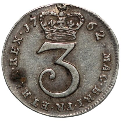 Great Britain 1762 Threepence George III S-3753 Early Milled Silver Coin - Image 3