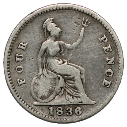 Great Britain 1836 Groat / Fourpence William IV Britannia S-3837 Silver Coin - Image 3