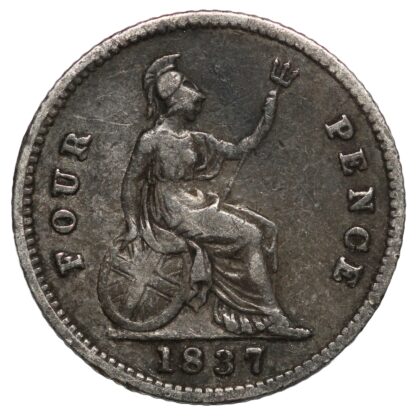 Great Britain 1837 Groat / Fourpence William IV Britannia S-3837 Silver Coin - Image 3