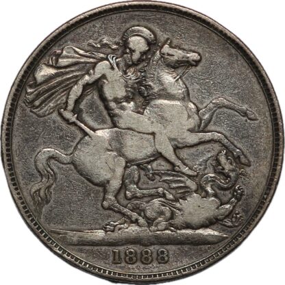 Great Britain 1888 Crown Victoria Jubilee Head Narrow Date S-3921 Silver Coin - Image 3