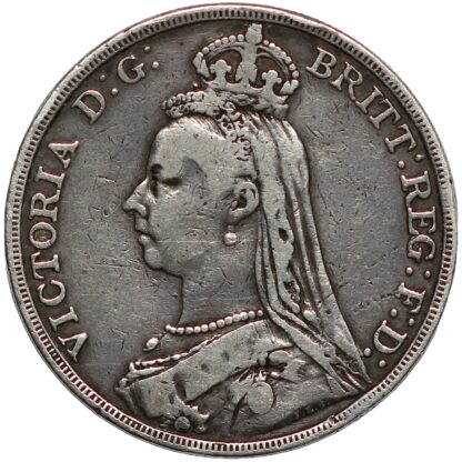 Great Britain 1889 Crown Victoria Jubilee Head S-3921 Large Sterling Silver Coin - Image 2