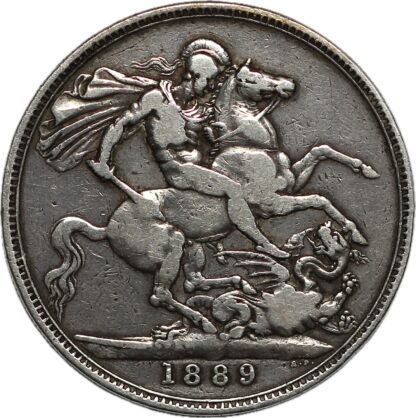 Great Britain 1889 Crown Victoria Jubilee Head S-3921 Large Sterling Silver Coin - Image 3