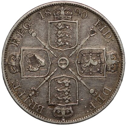 Great Britain 1890 Double Florin Victoria Jubilee Head Silver Coin - Image 3