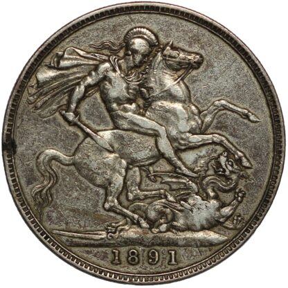 Great Britain 1891 Crown Victoria Jubilee Head S-3921 Large Sterling Silver Coin - Image 3