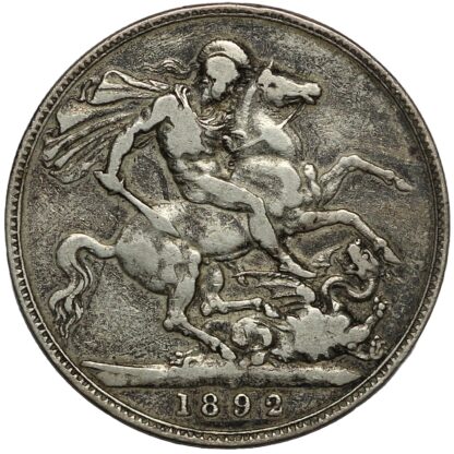 Great Britain 1892 Crown Victoria Jubilee Head S-3921 Large Sterling Silver Coin - Image 3
