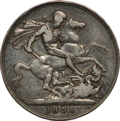 Great Britain 1895-LVIII Crown Victoria Old Head S-3937 Sterling Silver Coin - Image 3