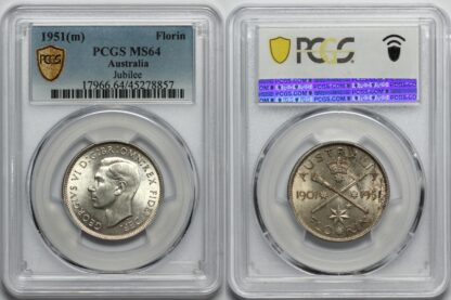 PCGS Graded MS64 Australia 1951 Federation Jubilee Florin Choice Unc Silver Coin - Image 3