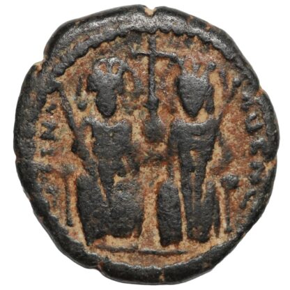 Ancient Byzantine Coin Justin II & Sophia AD 576/7 Æ Decanummium Theoupolis - Image 2