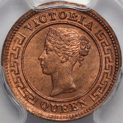 PCGS MS64RD Ceylon 1898 1/4 Cent Victoria Uncirculated Coin Equal-Second Finest - Image 3