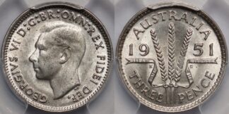 Australia 1951 Threepence 3D MS64