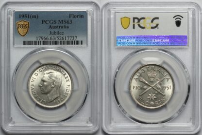 PCGS Graded MS63 Australia 1951 Federation Jubilee Florin Uncirculated Silver Coin - Image 2