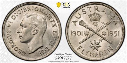 PCGS Graded MS63 Australia 1951 Federation Jubilee Florin Uncirculated Silver Coin - Image 3