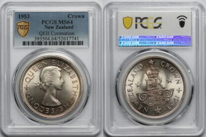 PCGS Graded MS64 New Zealand 1953 Crown QEII Coronation Choice Uncirculated Coin - Image 2