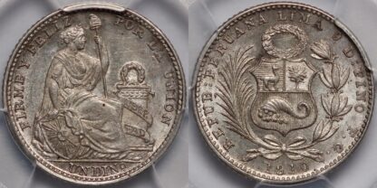 Peru 1910 Dinero MS63