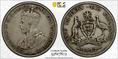 PCGS Graded VF25 Australia 1932 Florin George V Silver Coin Key Date Scarce - Image 3