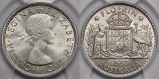 Australia 1953 Florin Large Denticles MS62