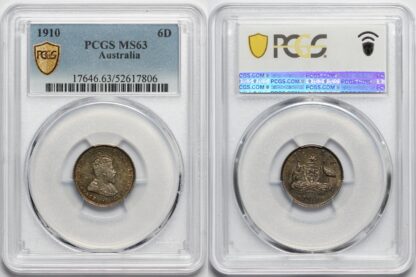 PCGS Graded MS63 Australia 1910 Sixpence Edward VII Uncirculated Silver Coin - Image 2