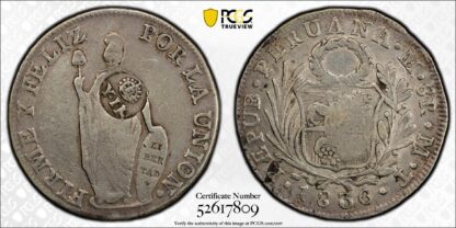 PCGS VF25 Spanish Philippines (1834-37) 8 Reales C/M on Peru 8R Silver Coin Rare - Image 3