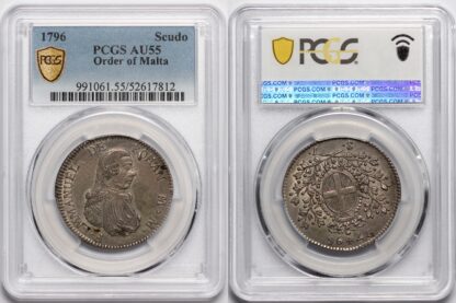 PCGS AU55 Order of Malta 1796 Scudo Emmanuel de Rohan Silver Coin Rare Top Pop - Image 2