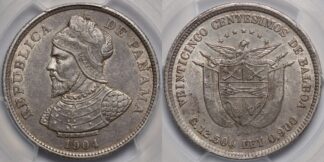 Panama 1904 25 Centesimos AU55