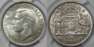 PCGS Graded MS64 Australia 1943-S San Francisco Florin Uncirculated Silver Coin