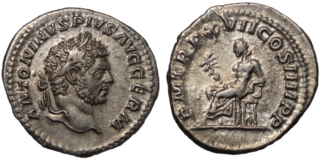 Ancient Roman Imperial Coin Caracalla AR Denarius AD 214 Apollo Seated Scarce