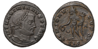 Ancient Roman Imperial Coin Galerius Maximian Æ Follis AD 309-310 Genius