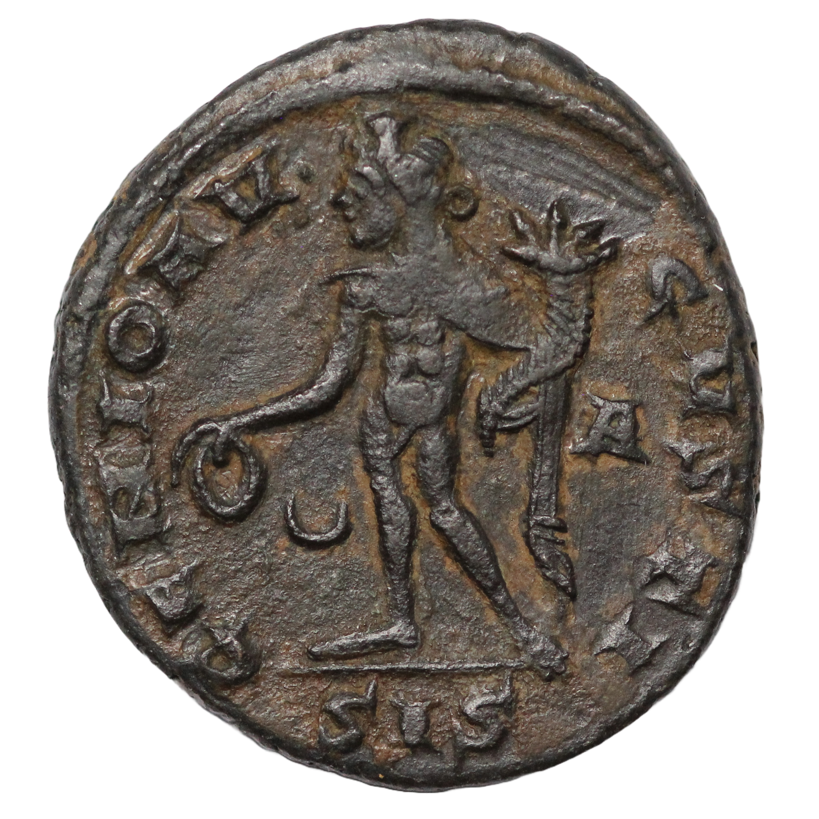 Ancient Roman Imperial Coin Galerius Maximian Æ Follis AD 309-310 Genius - Image 3