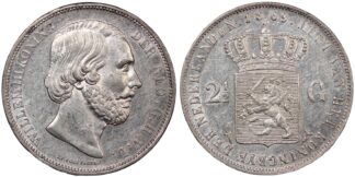Netherlands 1869 2 1/2 Gulden William III KM# 82 World Silver Coin