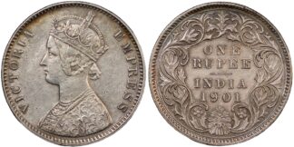 India - British 1901-C Rupee Victoria Calcutta Mint KM# 492 World Silver Coin