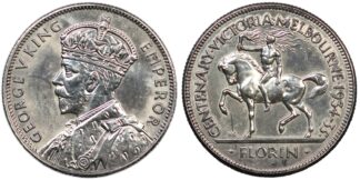 Australia 1934-35 Melbourne Centenary Florin Sterling Silver Coin - Rare
