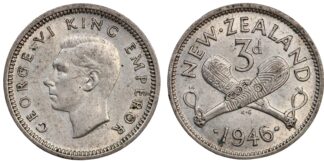 New Zealand 1946 Threepence 3D George VI KM# 7 World Silver Coin