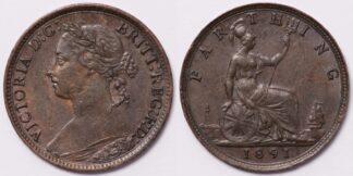 Great Britain 1891 Farthing Victoria S-3958 World Bronze Coin