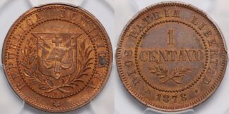 PCGS SP63RB Dominican Republic 1878-E 1 Centavo Essai Pattern Specimen Coin