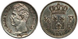 France 1830-A 1/4 Franc Charles X Lille Mint KM# 722.12 World Silver Coin