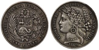 Peru 1880 BF Peseta Peru Peseta KM# 200.1 World Silver Coin