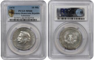 PCGS Graded MS66 1975 Germany Democratic Republic 10 Mark Unc Coin - Rare