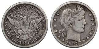United States USA 1897 Barber Quarter Dollar 25C New Orleans Mint Silver Coin
