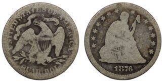 United States 1876 eated Liberty Quarter World Silver Coin